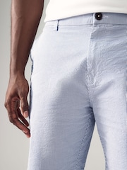 Light Blue Straight Fit Seersucker Stripe Chino Shorts - Image 5 of 10