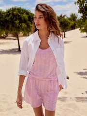 Pink/White Stripe Soft Touch Sleeveless Scoop Neck Striped Vest - Image 2 of 8