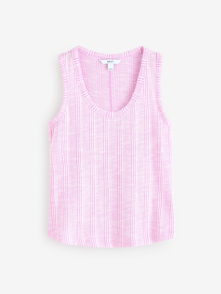 Pink/White Stripe Soft Touch Sleeveless Scoop Neck Striped Vest - Image 6 of 8