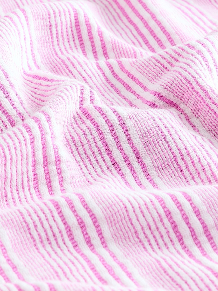Pink/White Stripe Soft Touch Sleeveless Scoop Neck Striped Vest - Image 7 of 8