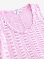 Pink/White Stripe Soft Touch Sleeveless Scoop Neck Striped Vest - Image 8 of 8