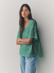 Oil Blue Oversized V-Neck Short Sleeve T-Shirt - Image 2 of 7