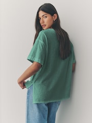 Oil Blue Oversized V-Neck Short Sleeve T-Shirt - Image 3 of 7