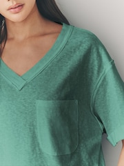 Oil Blue Oversized V-Neck Short Sleeve T-Shirt - Image 4 of 7