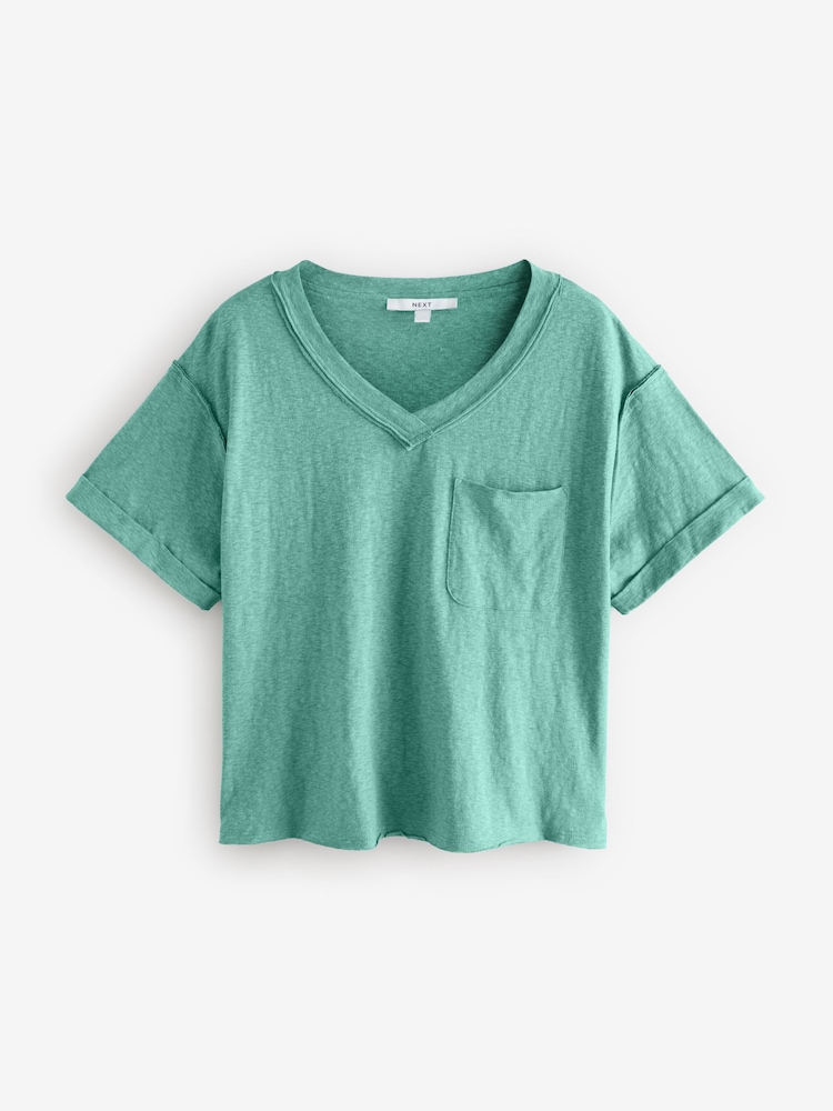 Oil Blue Oversized V-Neck Short Sleeve T-Shirt - Image 5 of 7
