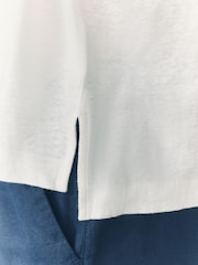Ecru Linen Modal Blend Soft Touch Scoop Neck T-Shirt - Image 5 of 8