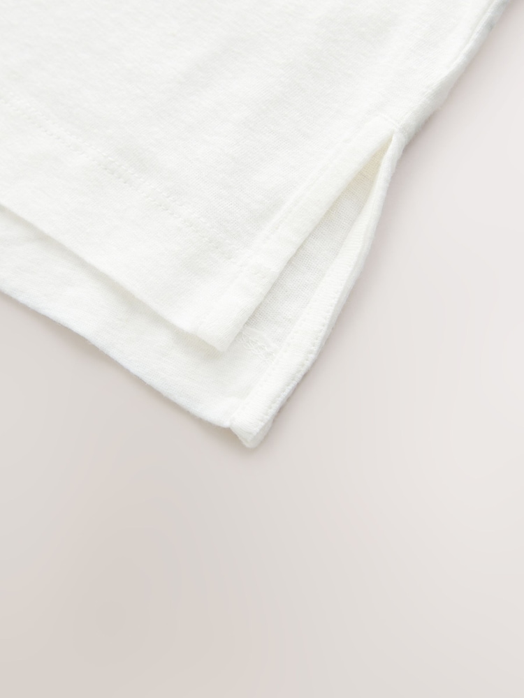Ecru Linen Modal Blend Soft Touch Scoop Neck T-Shirt - Image 8 of 8