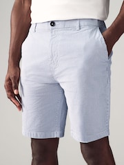 Light Blue Slim Fit Seersucker Stripe Chino Shorts - Image 1 of 9