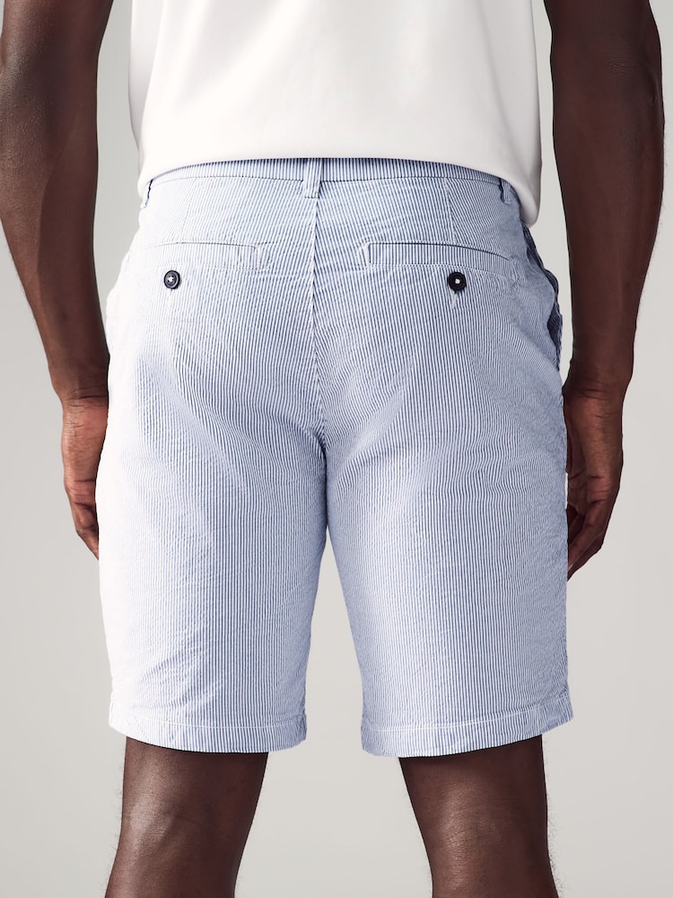 Light Blue Slim Fit Seersucker Stripe Chino Shorts - Image 2 of 9