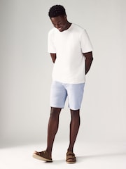 Light Blue Slim Fit Seersucker Stripe Chino Shorts - Image 3 of 9
