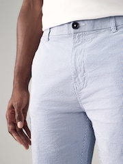 Light Blue Slim Fit Seersucker Stripe Chino Shorts - Image 4 of 9