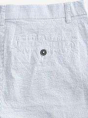 Light Blue Slim Fit Seersucker Stripe Chino Shorts - Image 8 of 9