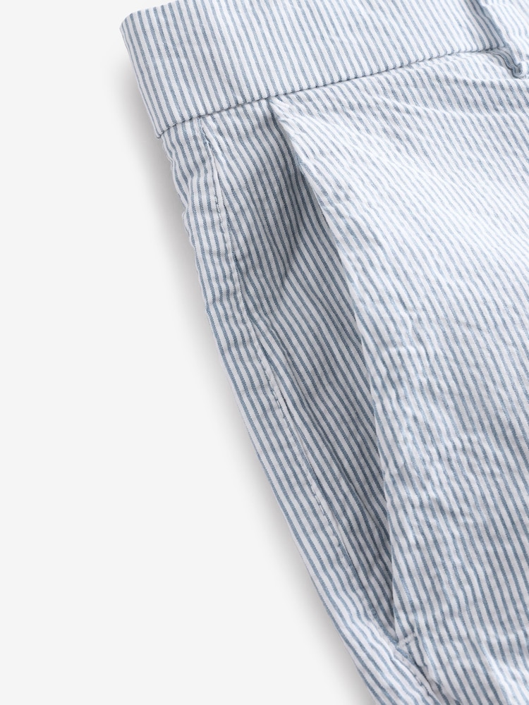 Light Blue Slim Fit Seersucker Stripe Chino Shorts - Image 9 of 9