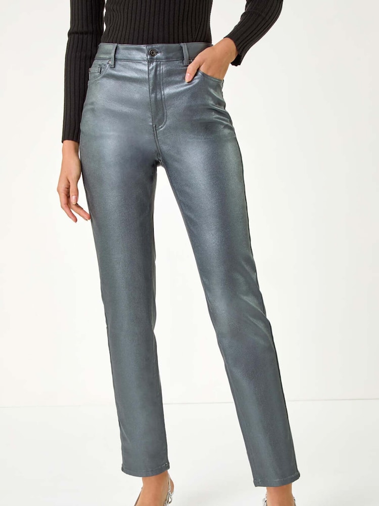 Roman Metallic Finish Mom Style Jeans - Image 1 of 6