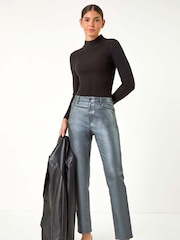 Roman Metallic Finish Mom Style Jeans - Image 4 of 6