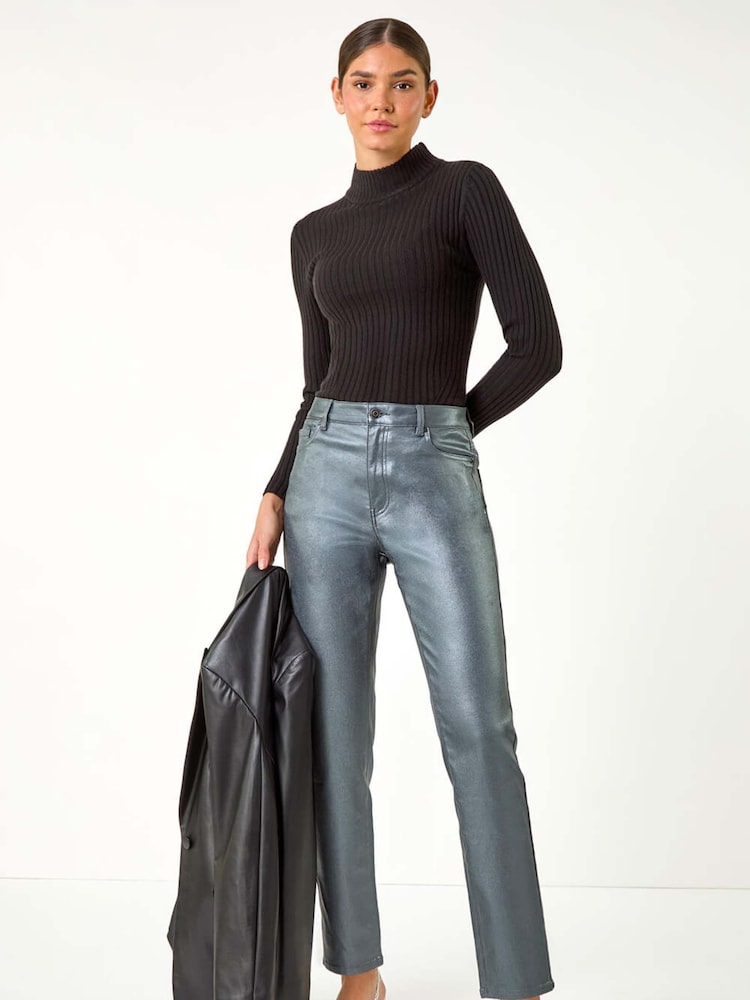 Roman Metallic Finish Mom Style Jeans - Image 4 of 6