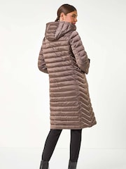 Roman Brown Longline Hooded Padded Coat - Image 2 of 5