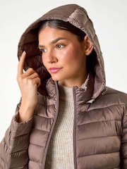 Roman Brown Longline Hooded Padded Coat - Image 5 of 5