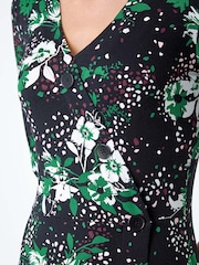 Roman Green Floral Button Detail Frill Stretch Dress - Image 6 of 6