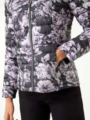 Roman Grey Floral Print Lightweight Quilted Coat - Image 5 of 5