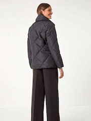Roman Black Diamond Quilted Puffer Coat - Image 2 of 5