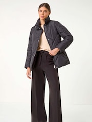 Roman Black Diamond Quilted Puffer Coat - Image 3 of 5
