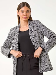 Roman Grey Animal Print Ponte Blazer - Image 1 of 5