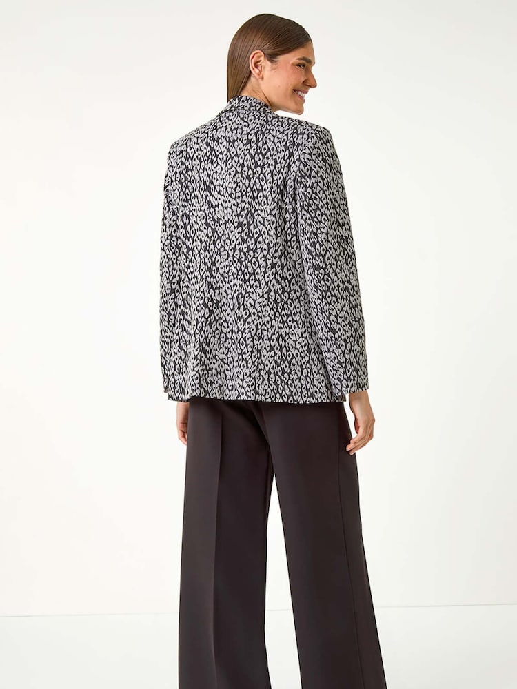 Roman Grey Animal Print Ponte Blazer - Image 2 of 5