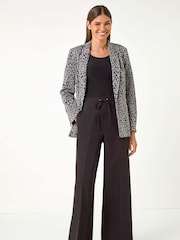 Roman Grey Animal Print Ponte Blazer - Image 4 of 5