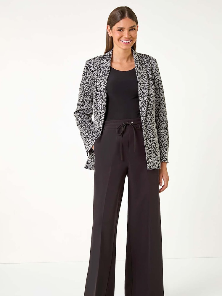 Roman Grey Animal Print Ponte Blazer - Image 4 of 5