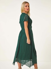Roman Green Petite Front Twist Jacquard Dress - Image 2 of 5