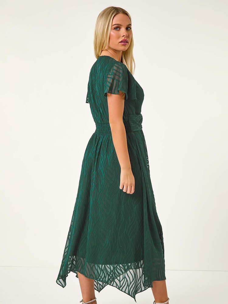 Roman Green Petite Front Twist Jacquard Dress - Image 2 of 5