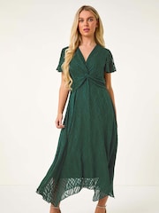 Roman Green Petite Front Twist Jacquard Dress - Image 3 of 5