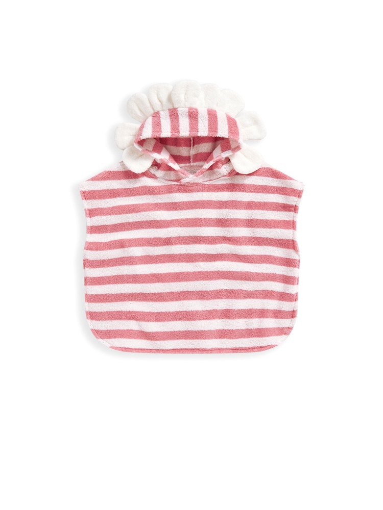 Mamas & Papas Pink 100% Cotton Flower Hood Poncho - Image 1 of 2