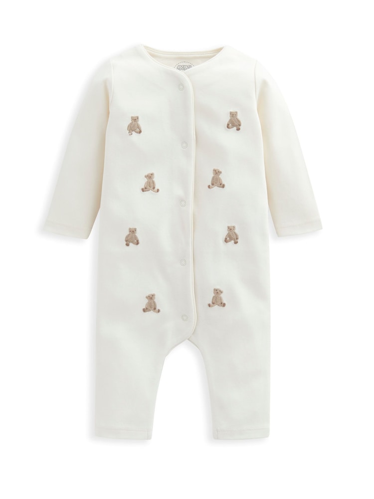 Pelele de algodón 100 % con bordado de oso de peluche en color crema de Mamas & Papas - Imagen 2 de 3
