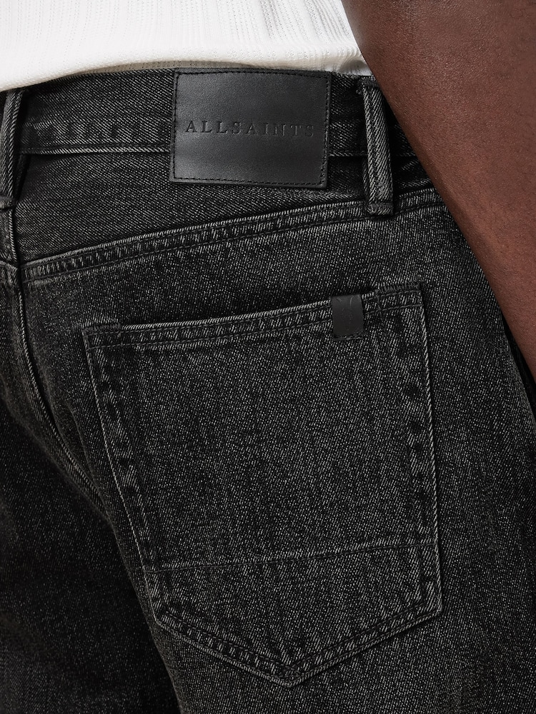 AllSaints Black Lenny Washed Black Wide Straight Leg Jeans - Image 8 of 10