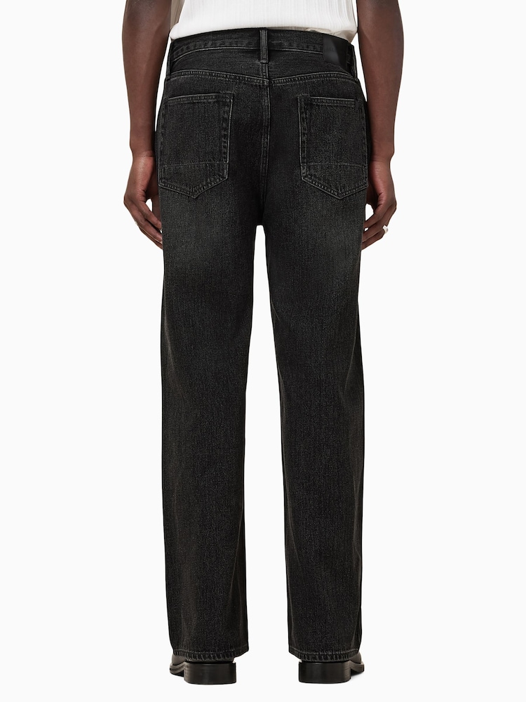 AllSaints Black Lenny Washed Black Wide Straight Leg Jeans - Image 9 of 10