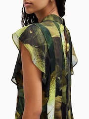 AllSaints Green Fleur Dress - Image 4 of 7
