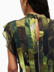 AllSaints Green Fleur Dress - Image 5 of 7