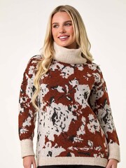 Roman Red Petite Roll Neck Floral Jumper - Image 1 of 5