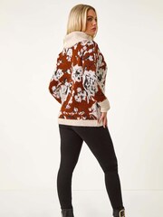Roman Red Petite Roll Neck Floral Jumper - Image 2 of 5