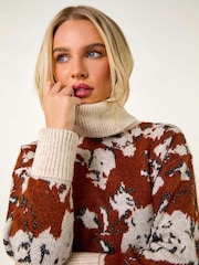 Roman Red Petite Roll Neck Floral Jumper - Image 4 of 5