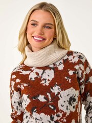 Roman Red Petite Roll Neck Floral Jumper - Image 5 of 5