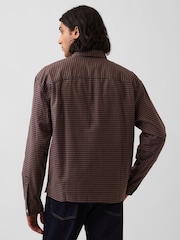Gap Brown Check Relaxed Boxy Straight-Hem Oxford Shirt - Image 2 of 4