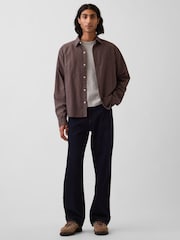 Gap Brown Check Relaxed Boxy Straight-Hem Oxford Shirt - Image 3 of 4