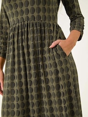 Roman Green Petite Geometric Spot Midi Dress - Image 5 of 5