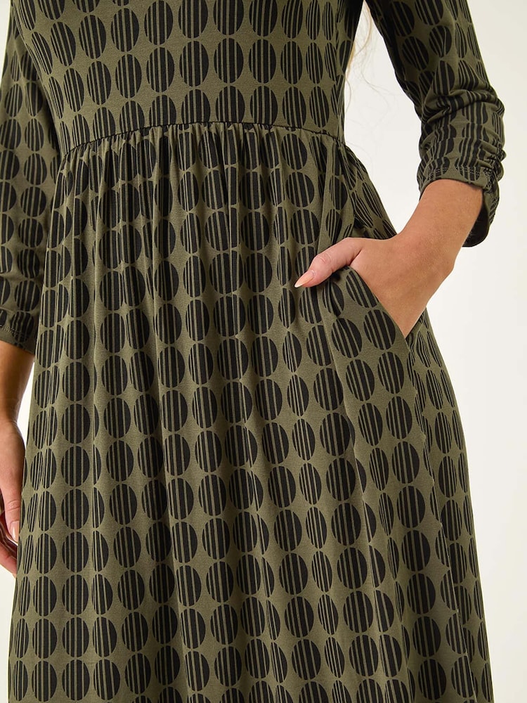 Roman Green Petite Geometric Spot Midi Dress - Image 5 of 5