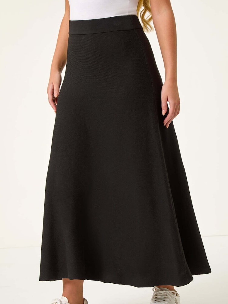 Roman Black Petite Stretch Knitted Midi Skirt - Image 1 of 5