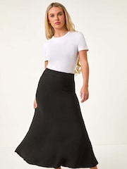 Roman Black Petite Stretch Knitted Midi Skirt - Image 3 of 5