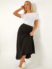 Roman Black Petite Stretch Knitted Midi Skirt - Image 4 of 5